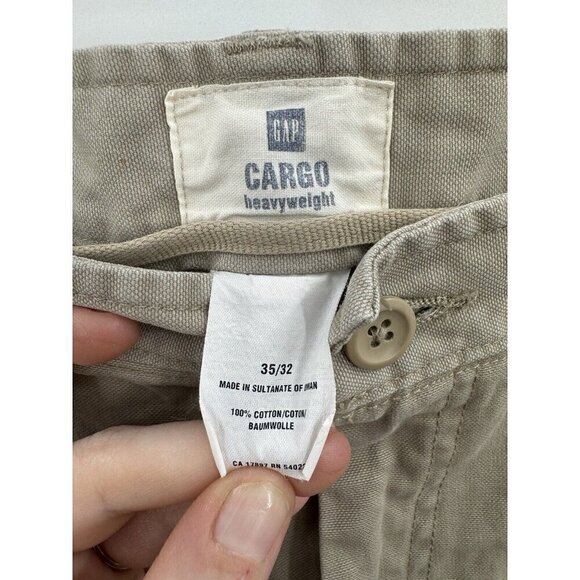GAP Cargo Heavyweight Pant Men 35/32 Tan Y2K Retro Grunge Gorpcore Baggy 2008 - Picture 3 of 10